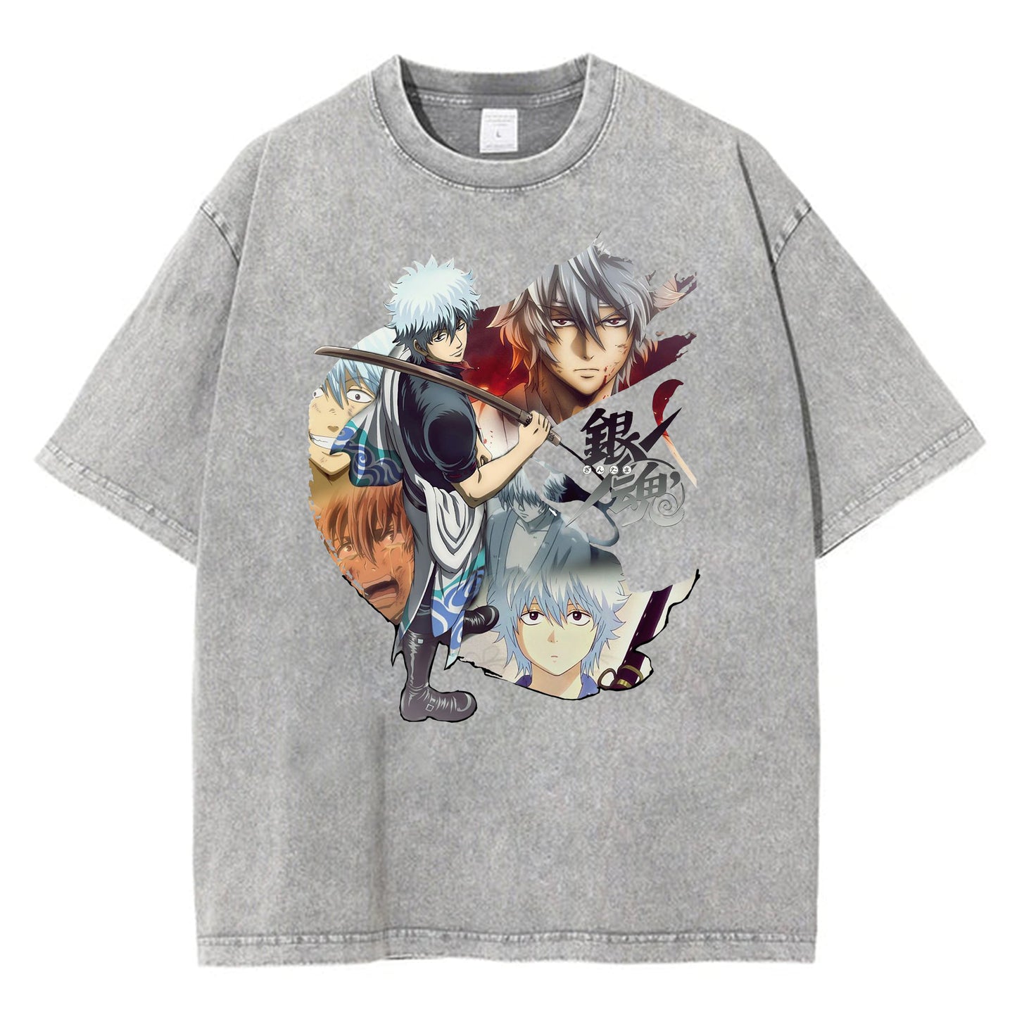 Gintama Print Button Down Short Sleeve Shirt T-shirt