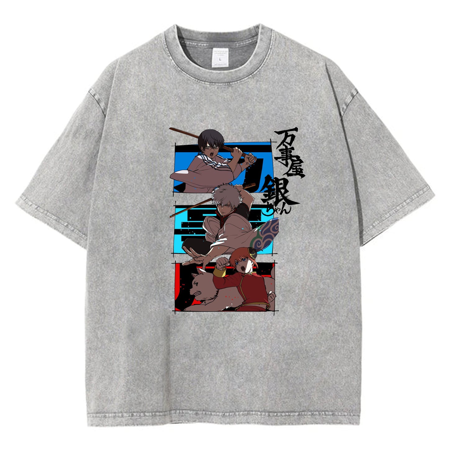 Gintama Print Button Down Short Sleeve Summer T-shirts