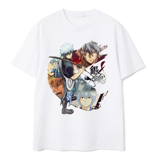 Gintama Print Button Down Short Sleeve Shirt T-shirt
