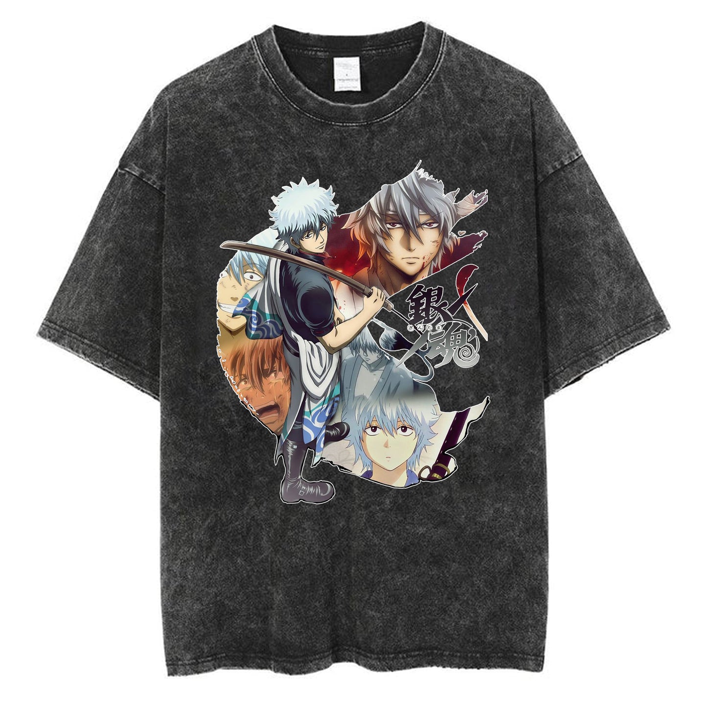 Gintama Print Button Down Short Sleeve Shirt T-shirt